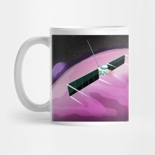 Satellite Glides over Planets Mug